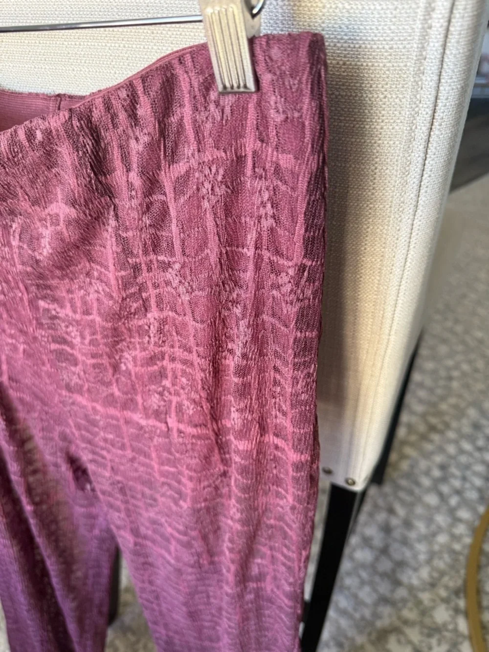 Free People In The Night Lace Flare Split Leg Pants, Purple Plum, M, EUC